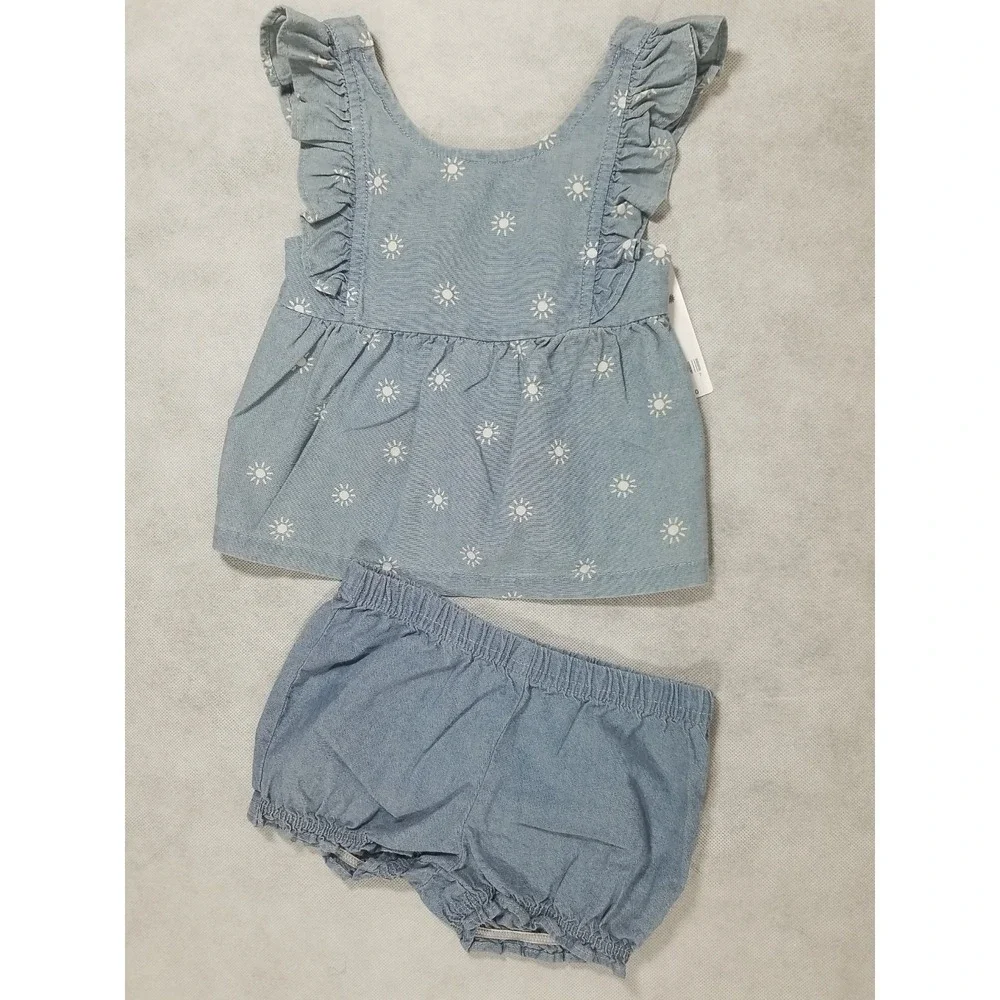 Carter's Baby Girls‎ Size 6 Months 3 pc Top Bodysuit & Shorts Summer Outfit NEW
